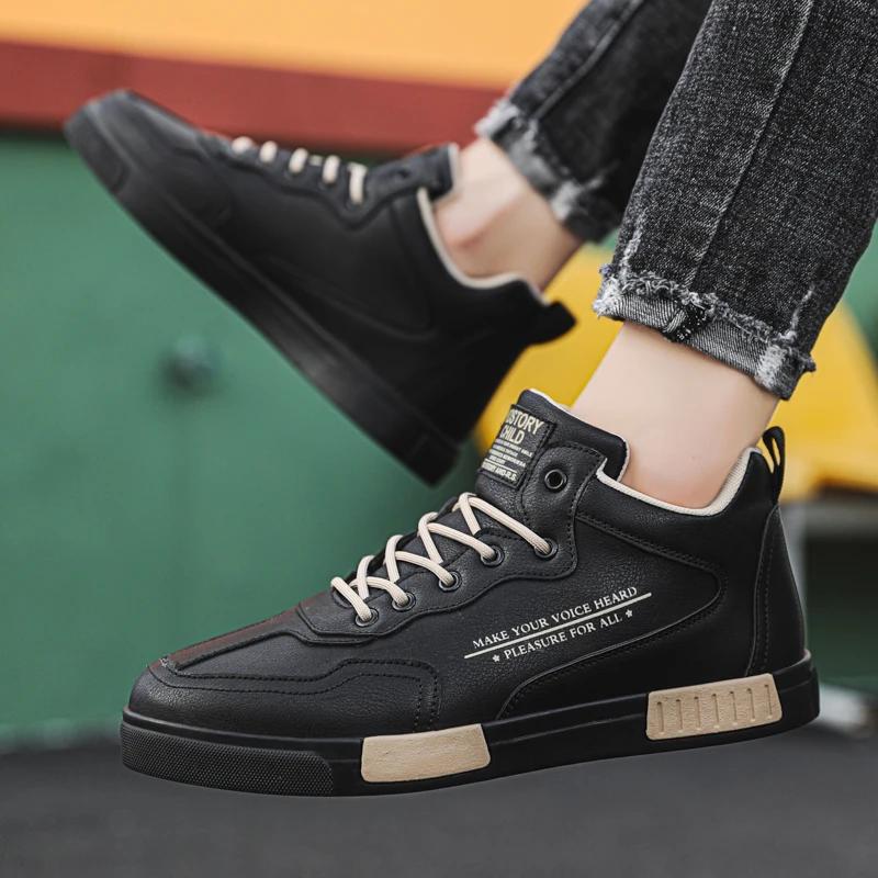 Men Sneakers Men's N-slip Leather Casual Shoes Formal Wear Lightweight Men's Shoes Fashi Trend Outdoor Walking Shoes