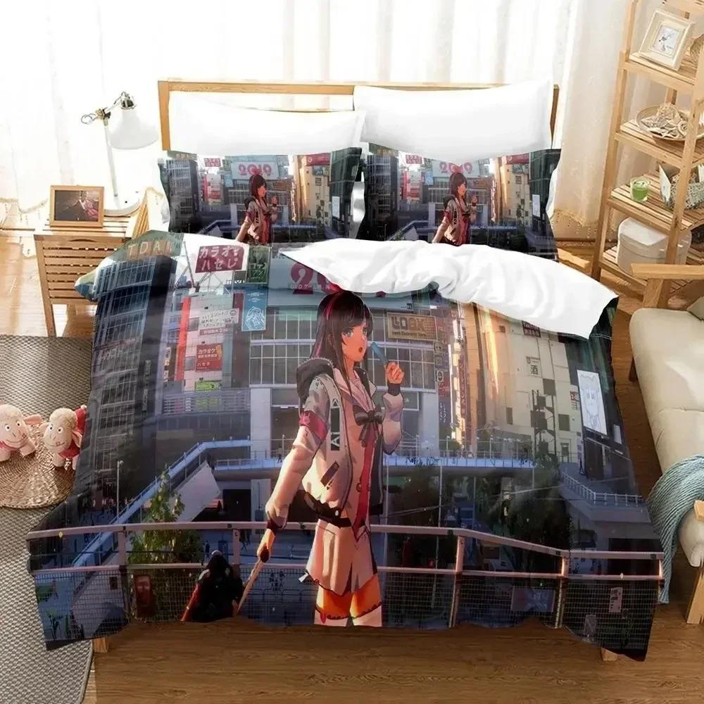 AI Channel Ložní souprava Jednolůžko Dvojlůžko Plná Velikost Queen King Ložní souprava Dospělý Dítě Ložnice Sady povlečení 3D Tisk Anime Sada prostěradel