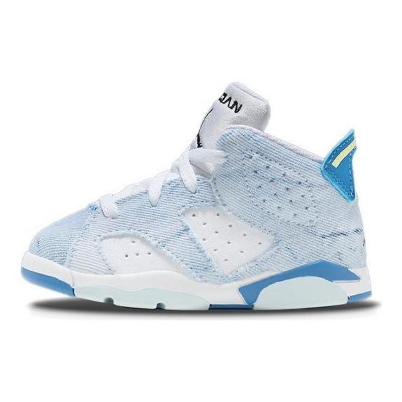 Air Jordan 6 Retro Washed Denim toddler high-top shoes white/blue DX6177-100 27