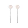 Camellia Ear Thread Earrings: 999 Sterling Silver Studs for Women - Comfortable Overnight Wear with Elegant Tassels.