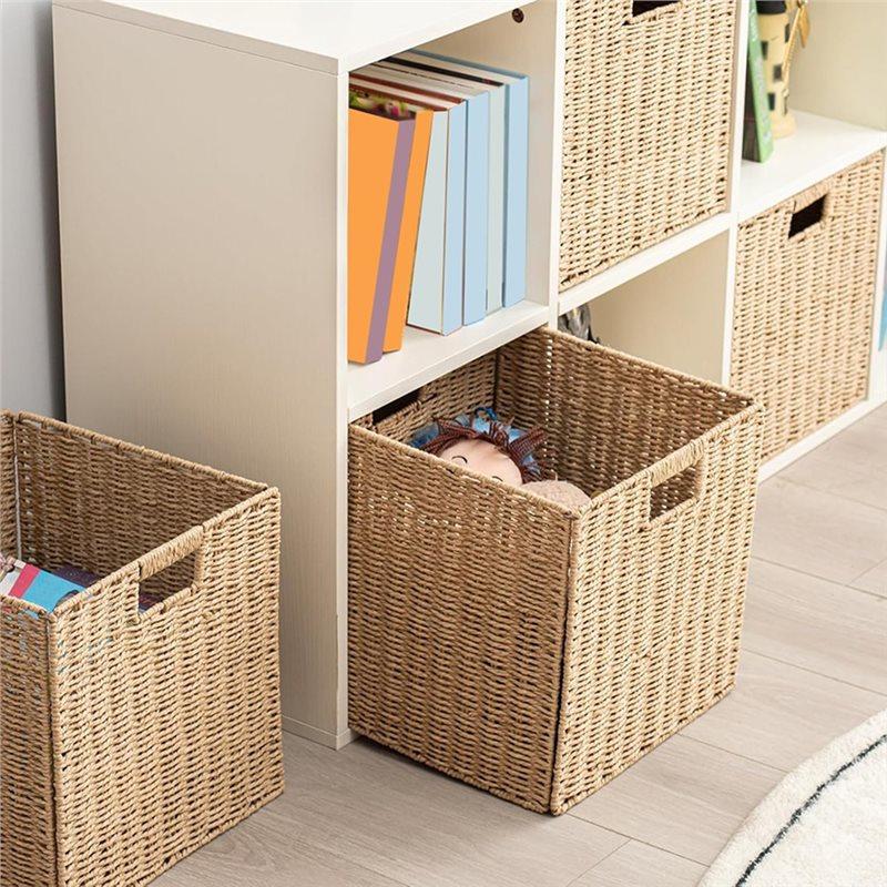A34R Rope Storage Baskets Foldable Hand Woven Storage Cubes Bins With Handles For RV Bedroom 13" Foldable Storage Baskets