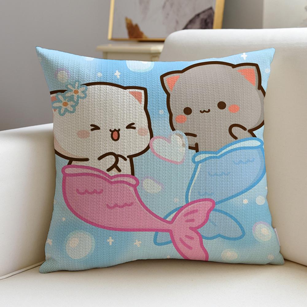 Squishy MMochi CatS Cushion Cover Breathable and skinfriendly linen pillowcase square removable and washable cushion