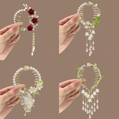 Spinka do włosów Bell Orchid Flower Tassel Pill Head Ponytail Buckle Hair Clip