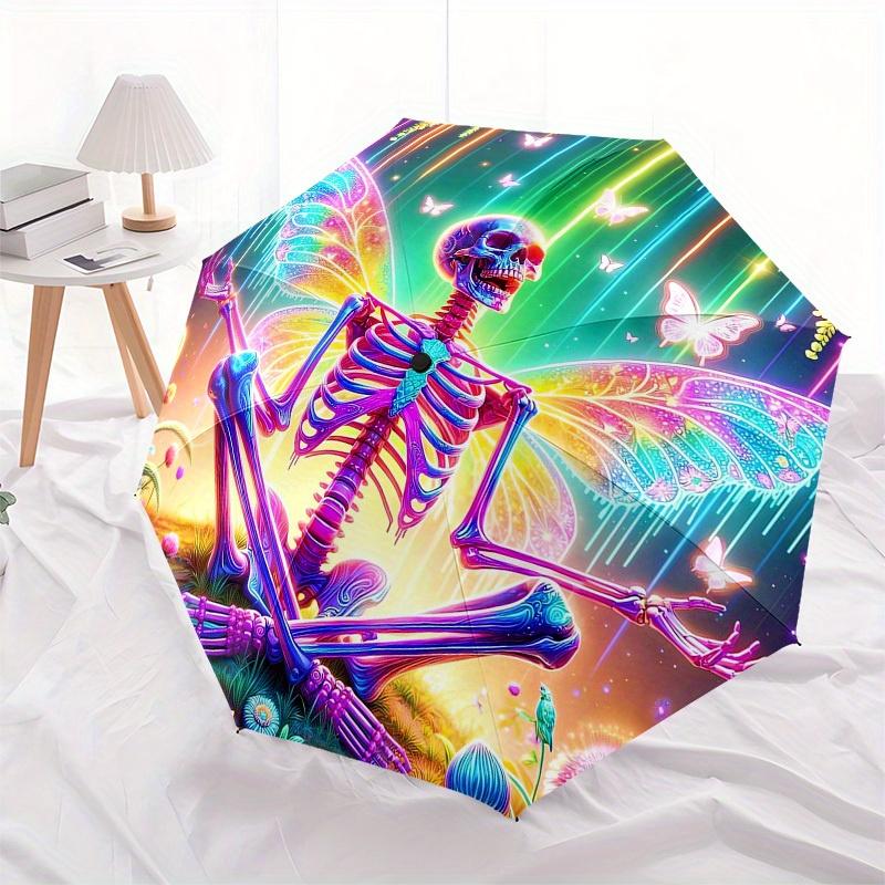 1pc Colorful Skeleton with Butterfly Wings Umbrella with Plastic Handle,Suitable for All Seasons Home Travel Outdoor UmbrellaB1848