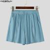 INCERUN Men Drawstring Elastic Waist Side Zip-up Casual Rib Shorts Pants Home Wear