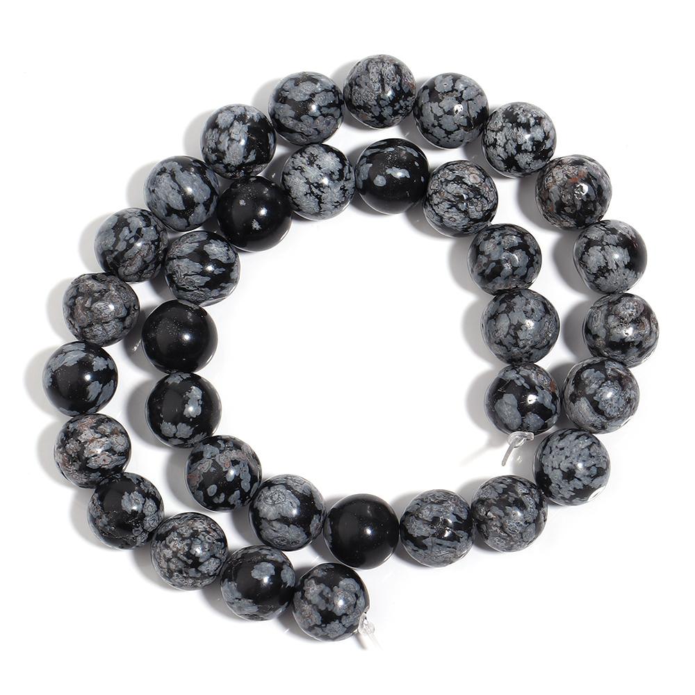 4 6 8 10 12mm Natural Snowflake Obsidian Stone Beads Round Gemstone Loose Bead For Jewelry Making DIY Bracelet Necklace Supplies