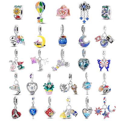 Copper Plane Travel Sports Rugby Love Flower Bead Charms Fit Original Beads Pendent Dangle Bracelet Diy Women Jewelry