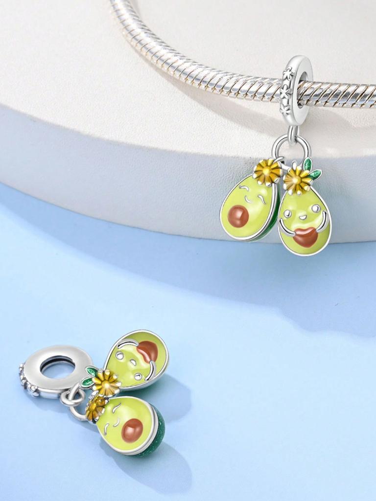 Charms Plata Avocado Strawberry Beads Charm Copper Plated Fit Charms Copperoriginal Bracelet For Jewelry Making Diy Charm