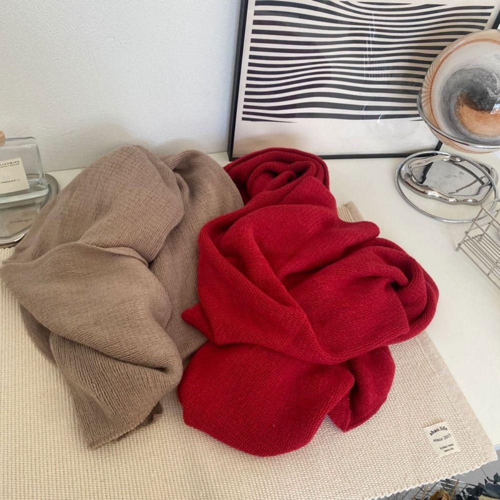 Soft Winter Cashmere Scarf Solid Color Coldproof Scarf Casual Men Wool Scarf  Gifts