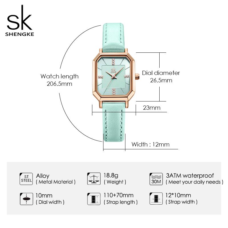 SHENGKE Fashion Black Leather Strap Woman Watches Top Luxury Women's Quartz Wristwatches Reloj Mujer Zegarek Damski