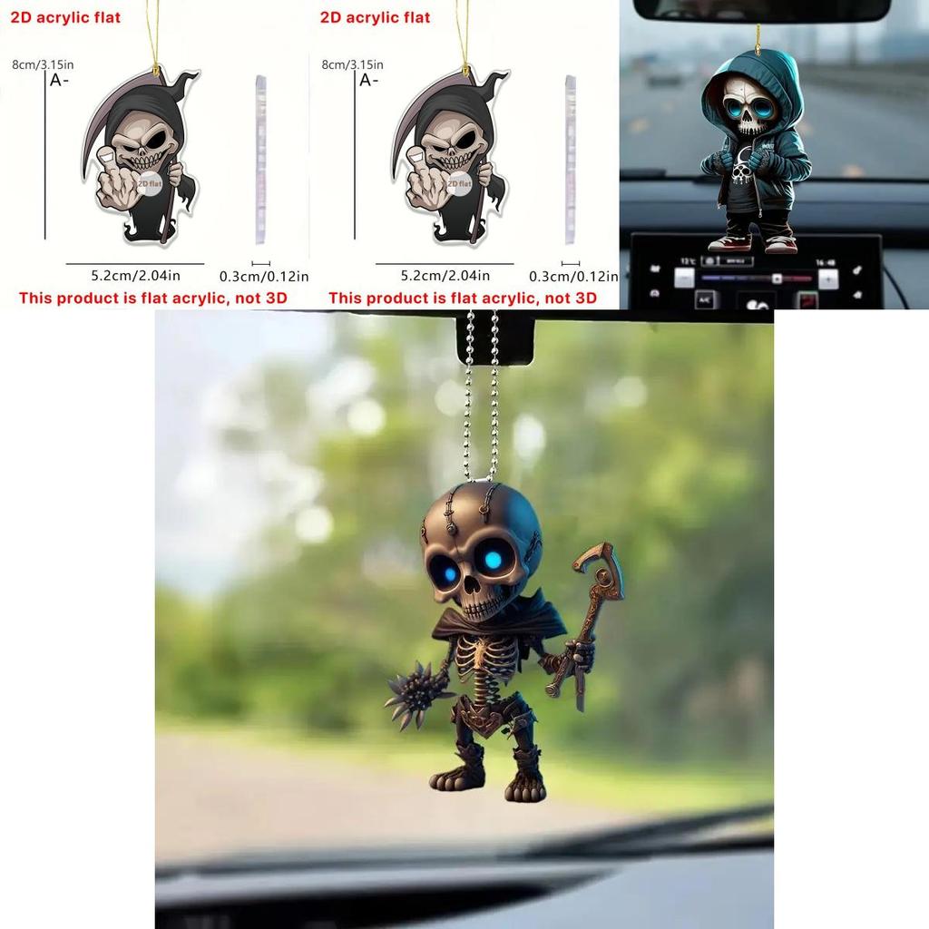 Halloween Themed Skull Pattern Acrylic Pendant For Car Accessories