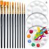 Foreign Trade Nylon Painting Brush Set - 10 Pieces, Red & Blue Handles, Flat Gouache & Oil Brushes