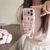 New Hello Kitty My Melody Pink Clear Phone Case With Beaded Chain For iPhone 14 15 16 17 Pro Max INS Cute Shockproof Cover Girls