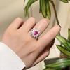 Trendy Luxury Simulated Red Tourmaline Adjustable Ring for Women