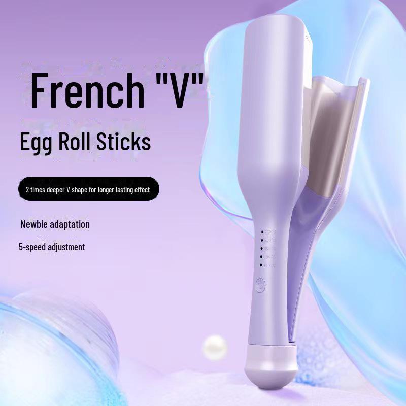 32mm French Deep V Wave Curling Iron - Hair-Friendly, Egg Roll & Water Ripple Styles
