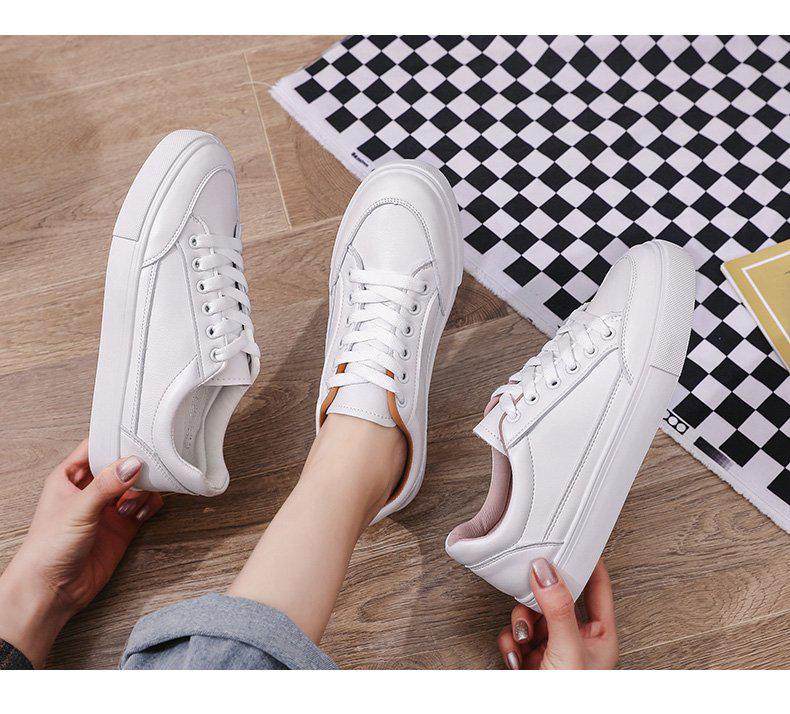 Modische Schnür-Flachschuhe für Damen in Weiß, Freizeit - Herbst 2024 Kollektion