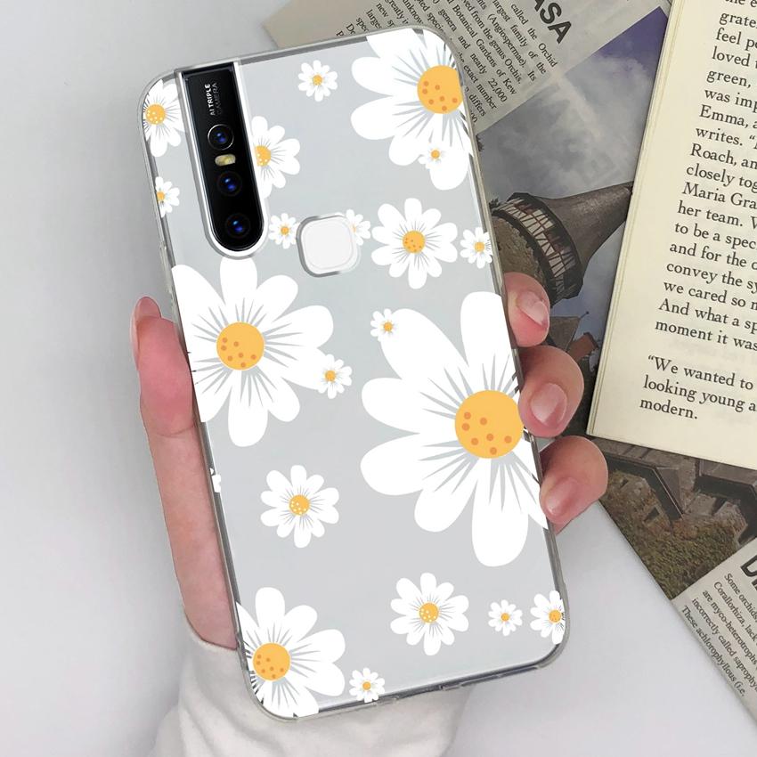 Phone Cover For Vivo V27 S15 U20 V15 V19 V20 V21 Elegant Flowers Patterns Transparent Silicone Anti Slip Durable Protective Shell For Vivo Bumper Case