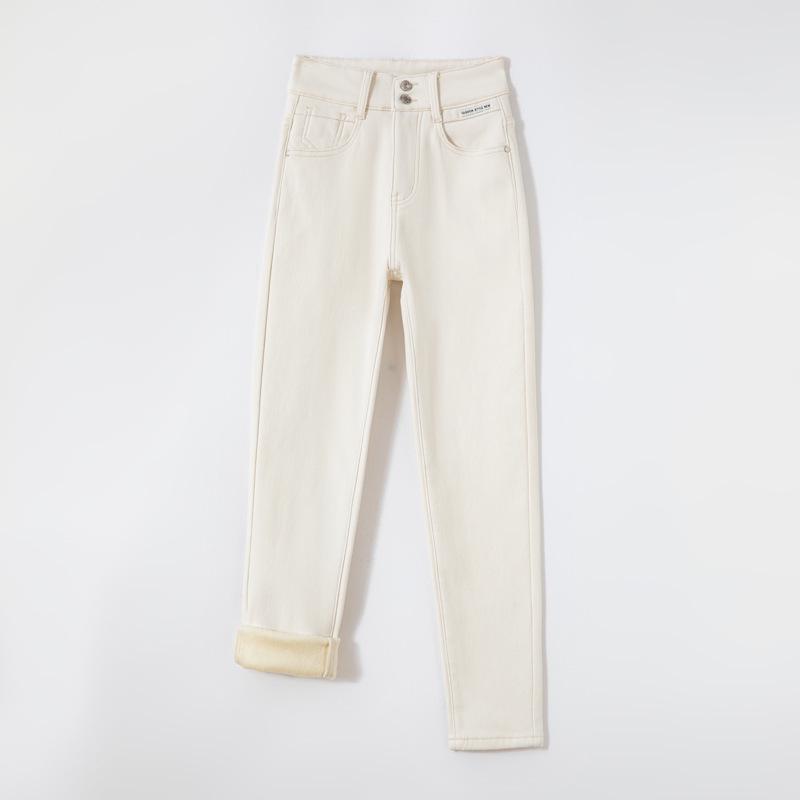 

Off-White High-Waisted Fleece-Lined Straight-Leg Denim Jeans XXL грязно-белый