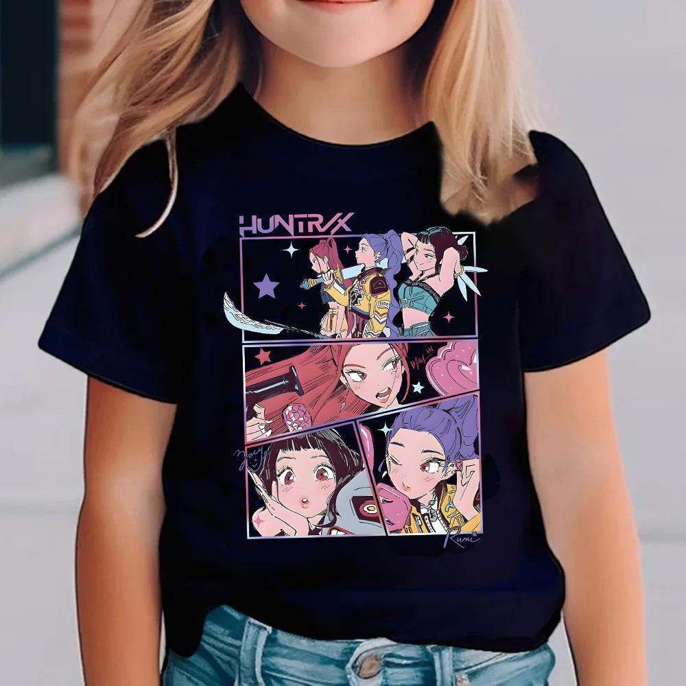 Kpop Lovci démonů Dětské tričko s krátkým rukávem Saja Chlapecké Kdis Tričko Roztomilé Kpop Lovci démonů Harajuku Tričko pro chlapce dívky