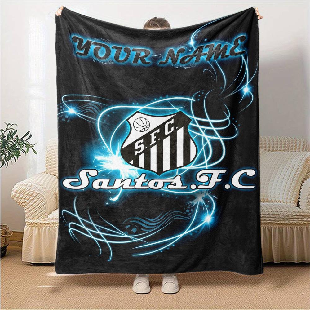 Name Custom Santos FC Print Flannel Blanket High Quality Warm Comfortable Cover for All Seasons Perfect for Gifts Home Decor