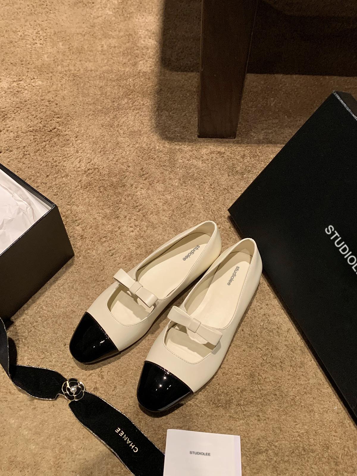 

Cowhide version 2025 new bow leather single shoes women s ballet flats Mary Jane shoes soft-soled small leather shoes 40