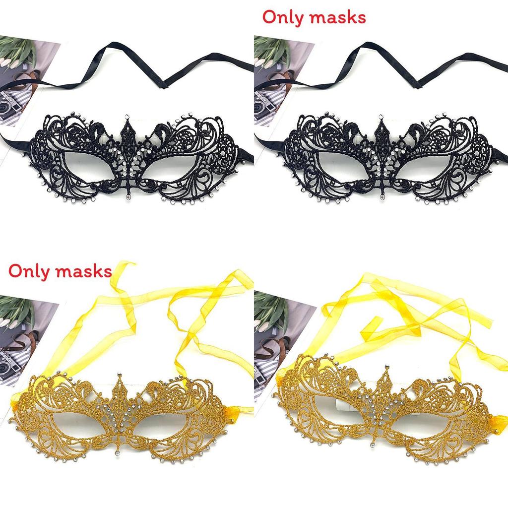 Adult Lace Face Mask With Sparkling Embellishments For Costume Parties Or Halloween