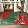 Crystal Velvet Square Rug Custom NameCristiano Ronaldo Pattern Non Slip Home Floor Decor Rug