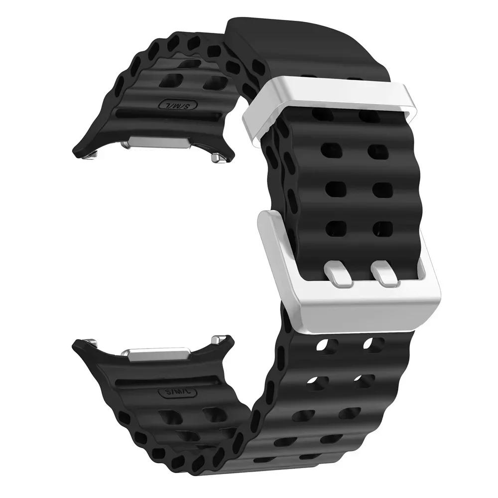 NEW Marine Silicone Strap For Samsung Watch 7 Ultra 47mm Bracelet No Gaps Sport Two-tone Band for Galaxy Ultra Watchband Straps