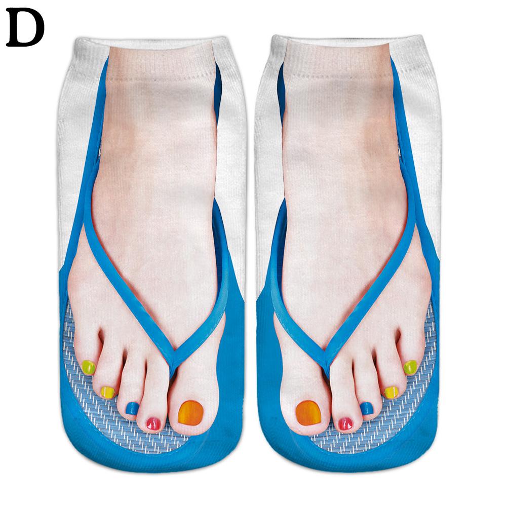 Schattige Voetprint 3D Sokken Voor Dames Kawaii Lage Enkel Femme Meisjes Katoenen Sokken Casual Grappig Creatieve Sokken Gelukkig Calcetines