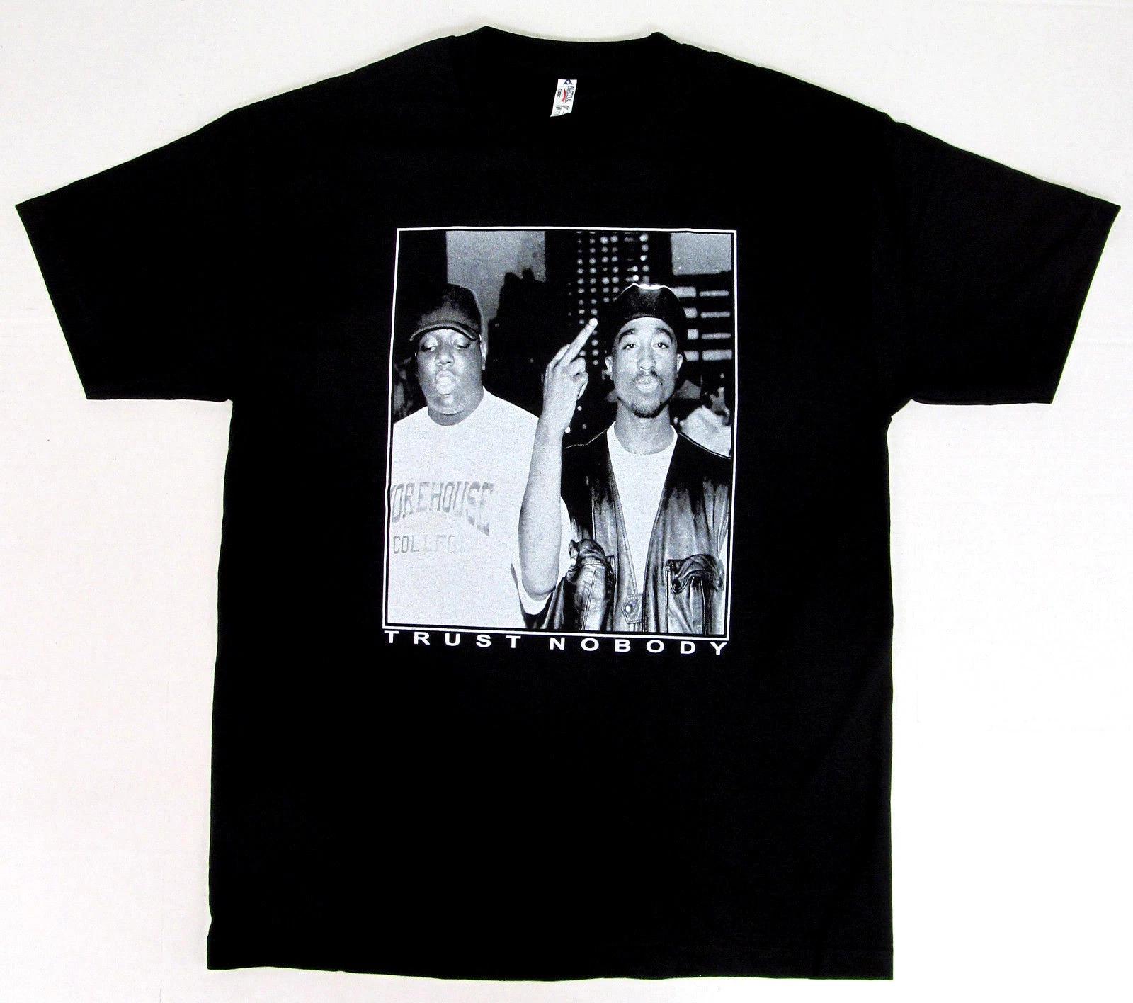 TUPAC BIGGIE TRUST NOBODY T-shirt NOTORIOUS B.I.G 2PAC Tee Adult Men s Black New S