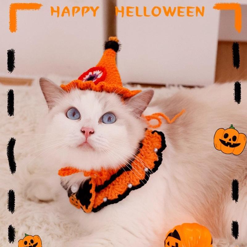 Halloween Christmas Cat Collar Pet Scarf Accessorie Cute Cat Clothing Decoration Pet Clothes for Cat Halloween Decoration