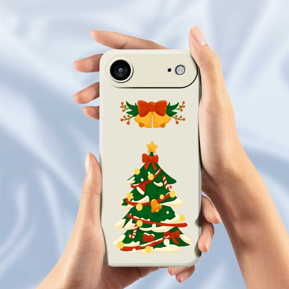 For iPhone Air Case Christmas Tree Bow Pattern Printing Straight Edge TPU Phone Back Cover