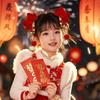 Tassels Chinese New Year Headwear Red Ancient Style Hairpin Cute Children Bow Wig Hairpin  Children