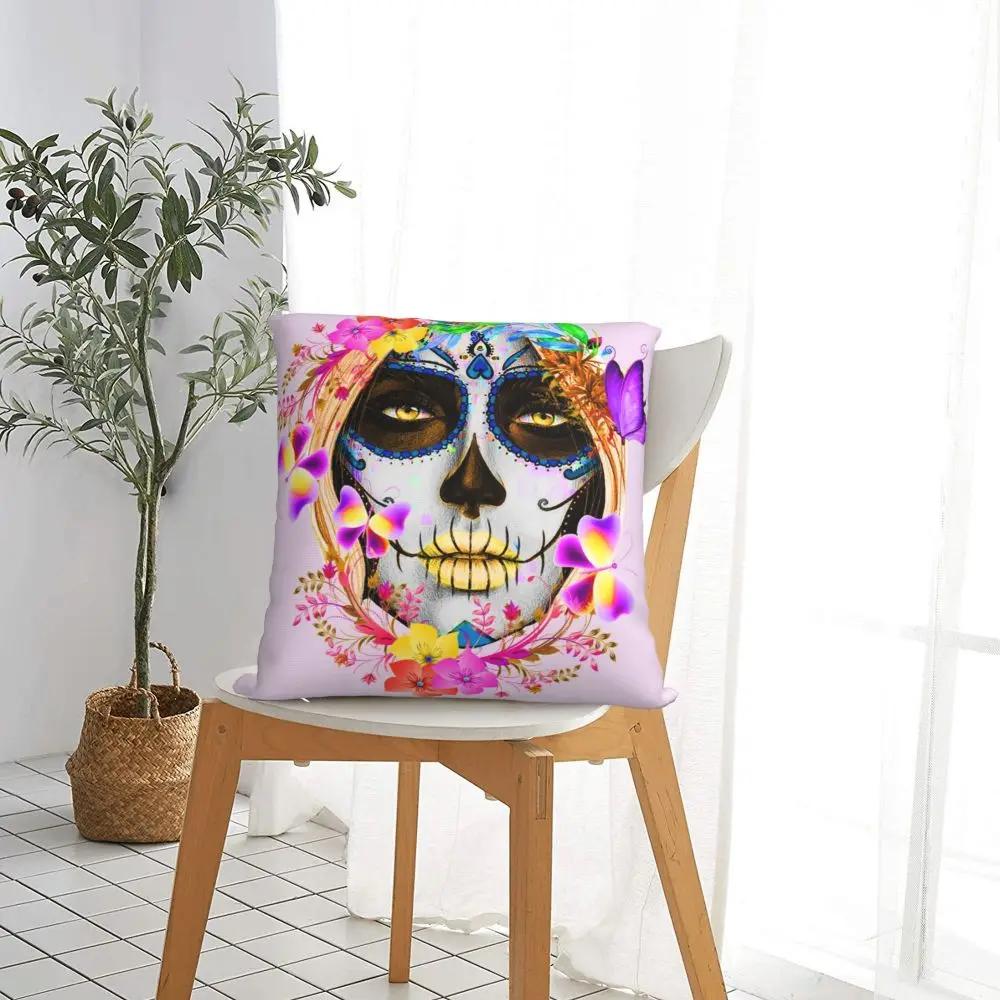 Catrina Mexican Sugar Skull Lady Pillowcase Printing Polyester Cushion Cover Decor Throw Pillow Case Cover Home Wholesale