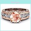 Elegant 10mm Round Cut 18k Rose Gold Filled Bridal Engagement Ring For Timeless Beauty