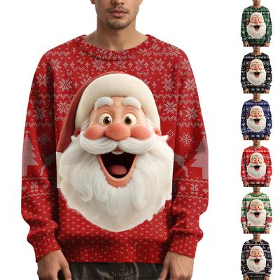 סוודר חג מולד לגברים עם צווארון מודפס
