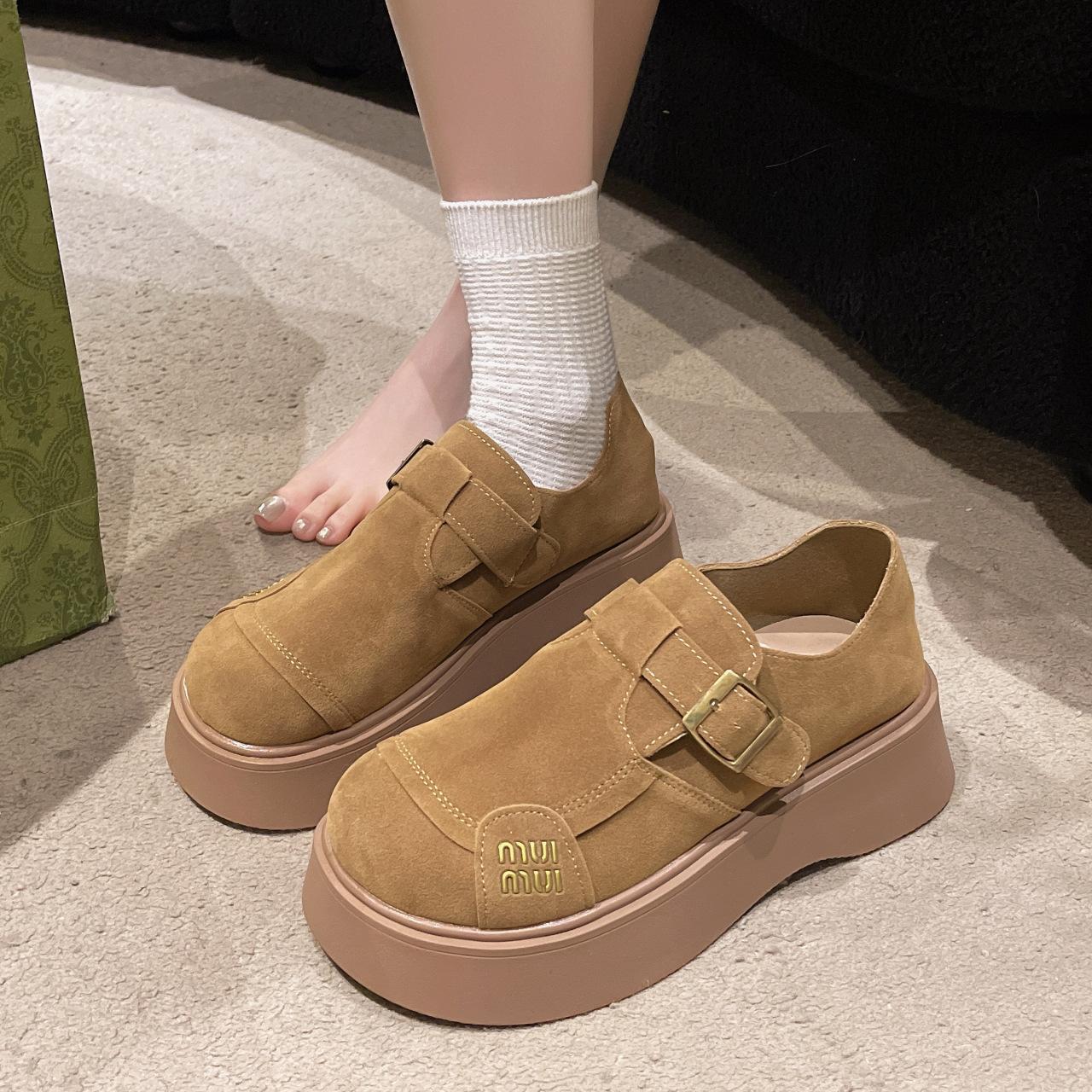 

Обувь ранней весны 2025 года женские туфли-одиночки Boken на платформе Boken однопедальные мокасины новые универсальные туфли, подчеркивающие ретро-обувь 35