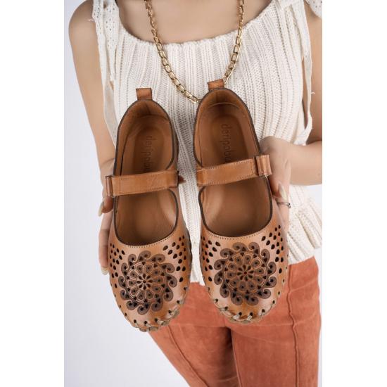 Shoes and Sandals Mostra Padded Thermo Sole Genuine Leather Glazed Women's Leather Casual Shoes