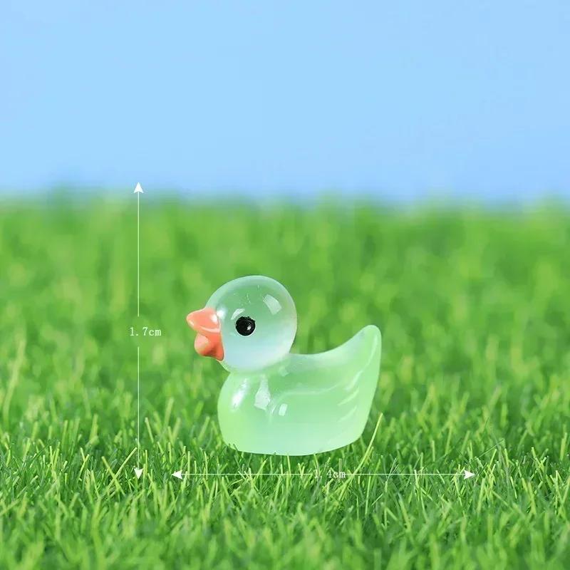 Mini Duck Glow At Night Miniature Figurines Cute Fairy Garden Decoration Luminous Swan Duck Desk Ornaments Dollhouse Crafts DIY