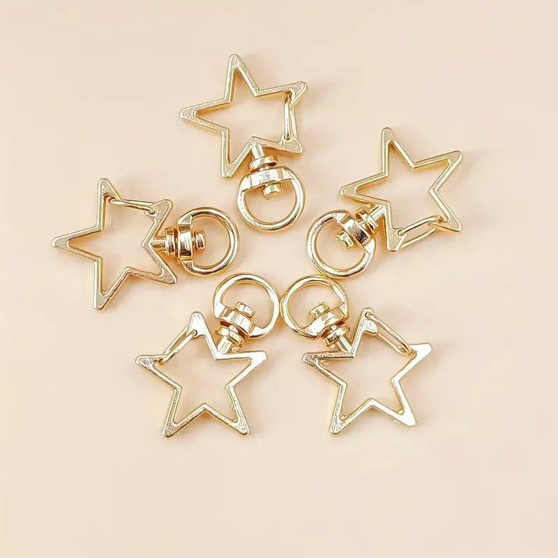 20 ks Klip na klíče ve tvaru hvězdy s pružinovým uzávěrem a řetízkem, závěsná přezka, otevřený spojovací kroužek a kovová otočná karabina pro DIY výrobu šperků