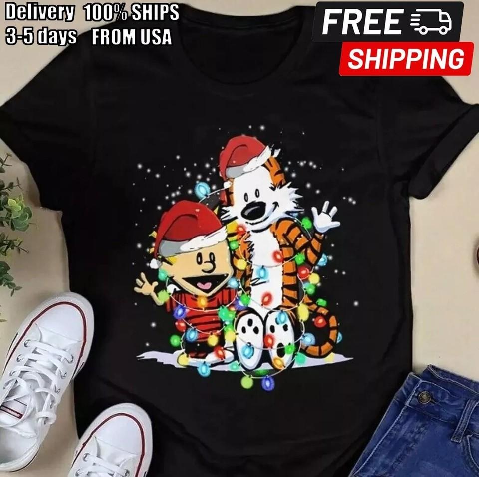

Calvin And Hobbes With Lights Christmas Shirt S5XL Unisex T-Shirt L