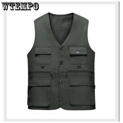 Spring, Summer and Autumn Middle-aged and Elderly Men's Vests Wear Multi-pocket Fishing Photography Casual Vests On Both Sides