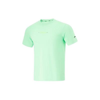 Li Ning Running Series Air Solid Color Reflective Round Neck Short Sleeve T-Shirt Men Tops Cool-Green ATSU199-3