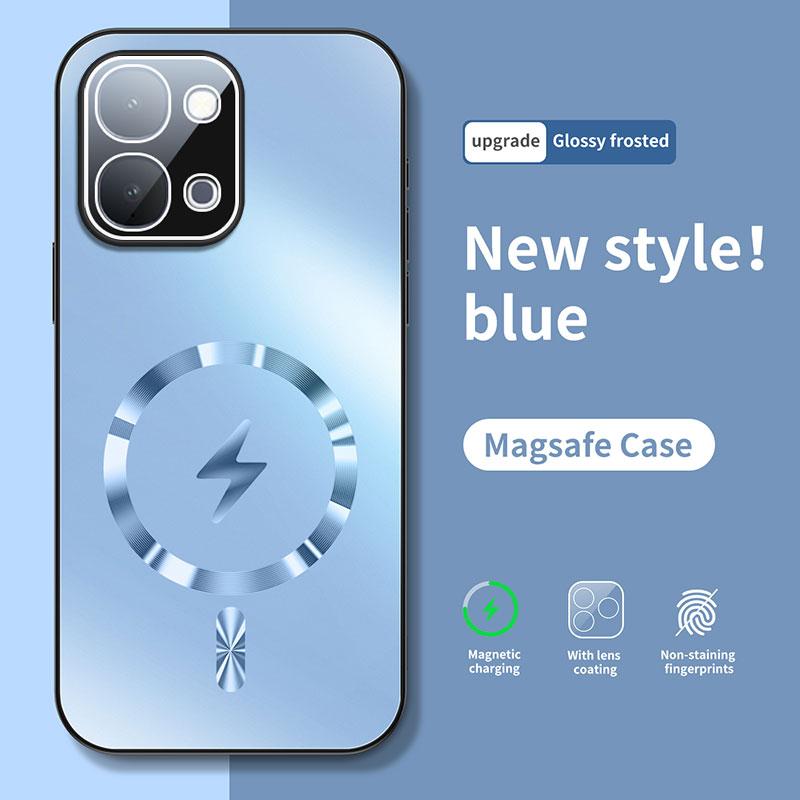 For OPPO A6 Pro Case Integrated Magnetic Light-absorbing Fashion Ice Image Frosted Surface Shock Absorption Box