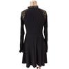 Autumn and Winter Elegant Women's Dress Solid Color French Color Lace Lace-up Long Sleeve Dress