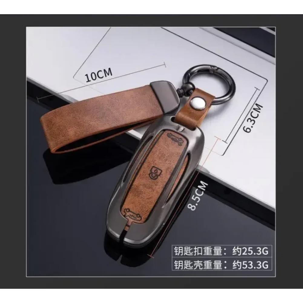 For Tesla Model3/S/X/Y Car Zinc Alloy Leather Key Case Cover Holder Protector Keychain Interior Accessories Key Case for Car