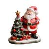 Santa Tree Christmas Figurine Seasonal Home Accent, Detailed Figure for Shelf Display, Desk Styling, Entry Table, and Indoor Home Use