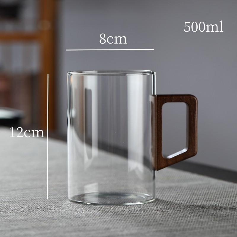 High Borosilicate Glass Tea Cup with Bamboo Lid Office Filter Thickened Tea Infuser Cup 401-500ml