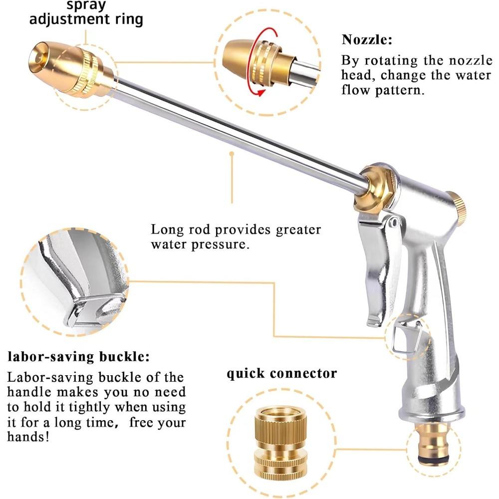 Hose Sprayer Nozzle Heavy Duty, High Pressure Hose Nozzle Water Adjustable Spray Gun Metal Brass Hose Attachment for Washing car