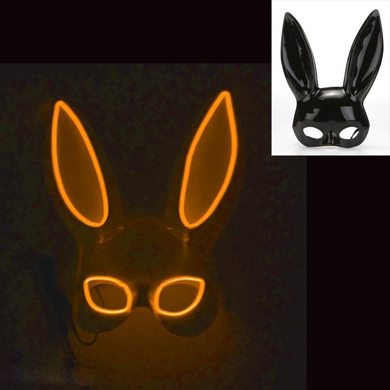Neuheit Bunte Leuchtende Hasenmaske leuchtende Bunny Girl Maske sexy Nachtclub Kellner Maske für Halloween Leuchtende Cosplay Requisiten